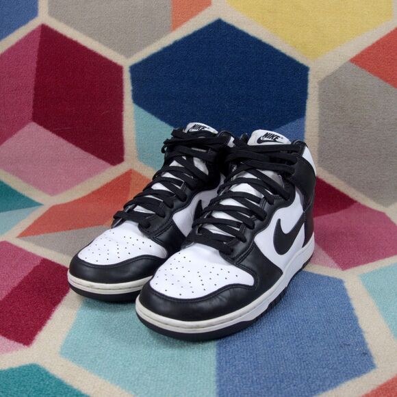 Nike Dunk High Retro Sneakers Lace Up Panda Black And White Men's Size 10 US - Picture 2 of 8